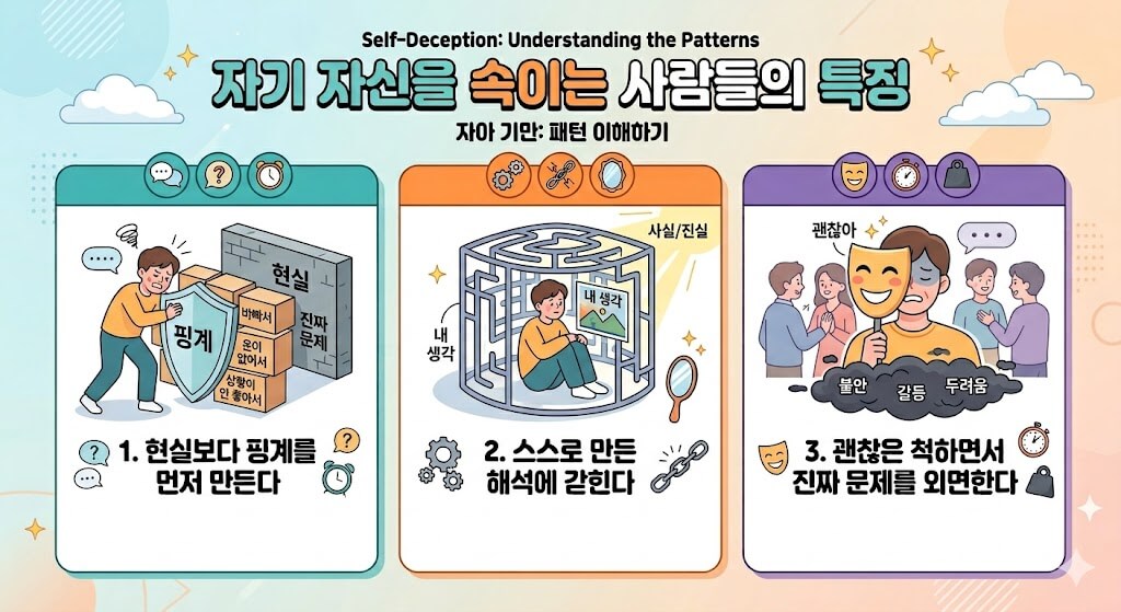 자기 자신을 속이는 사람들의 특징 3가지 이미지