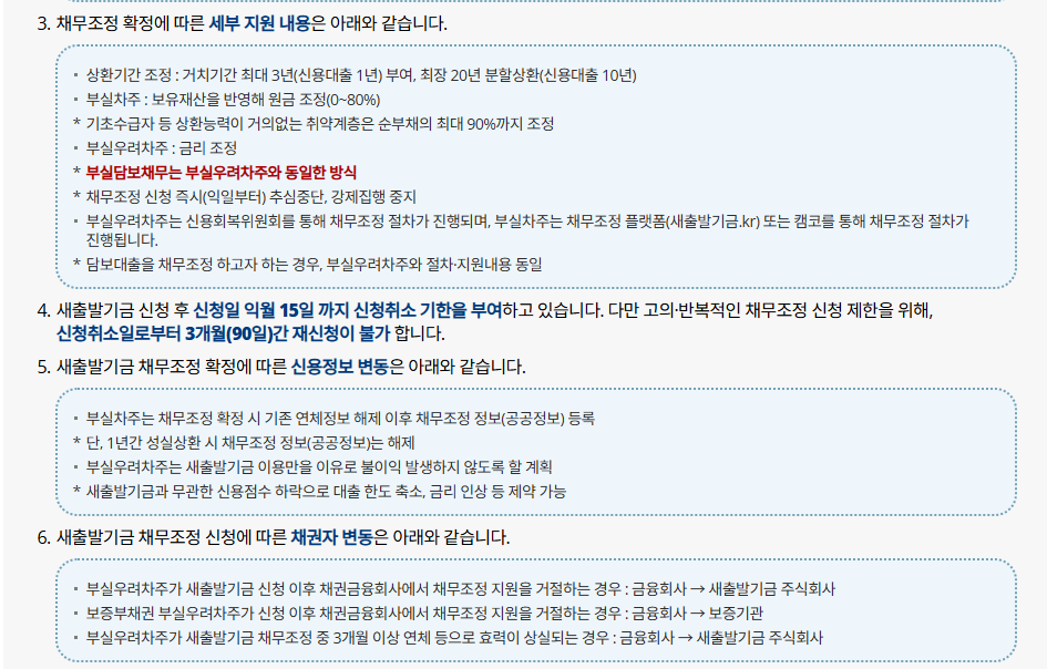 새출발기금 홈페이지 신청대상 및 채무조정 신청방법 부실차주