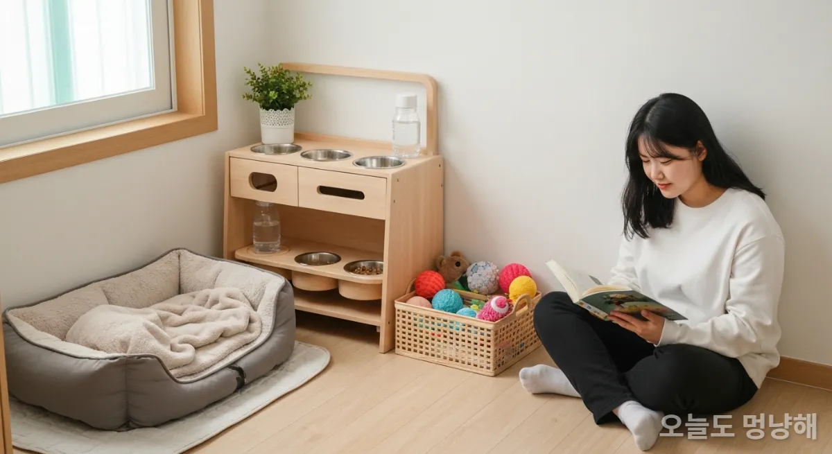 반려동물을 위한 아파트 내 아늑한 공간과 필수 용품