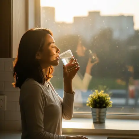 하루를 건강하게 여는 첫 습관, 물 한잔과 햇살
