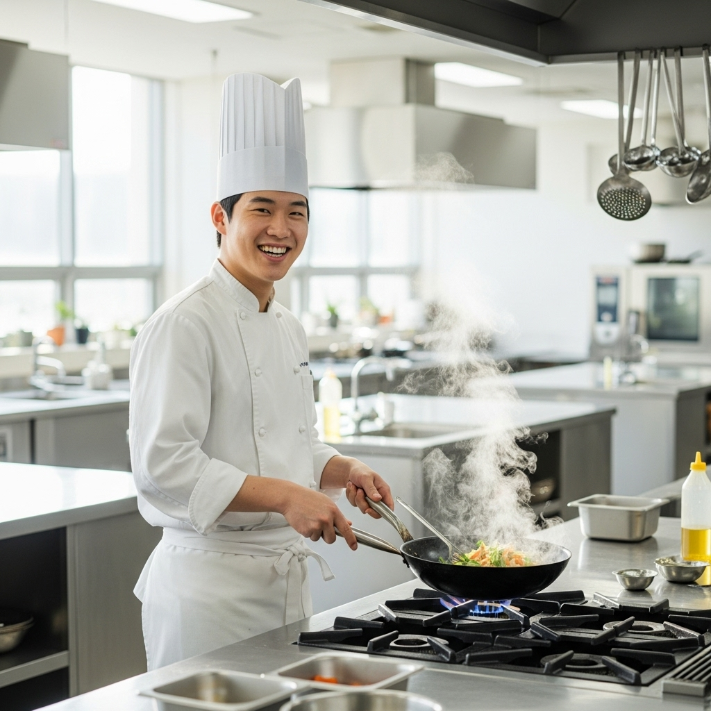 전문대 입학 후 요리하며 행복한 아들