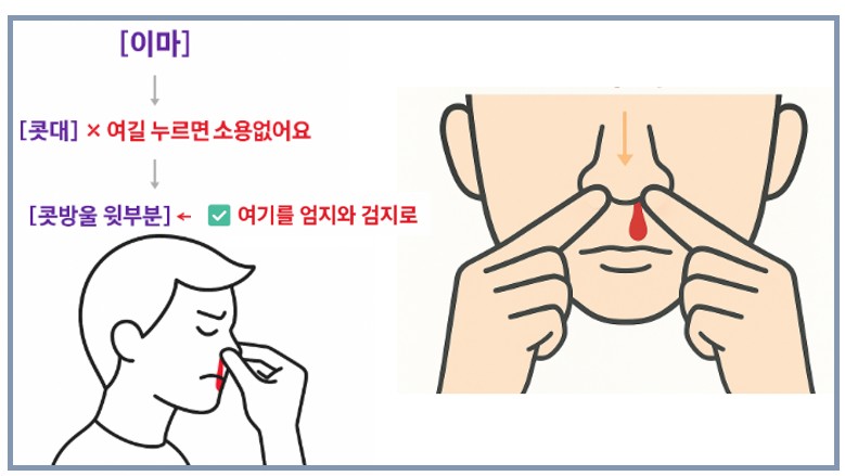 코피를 지혈시키기 위한 자리(키셀바흐 부위)
