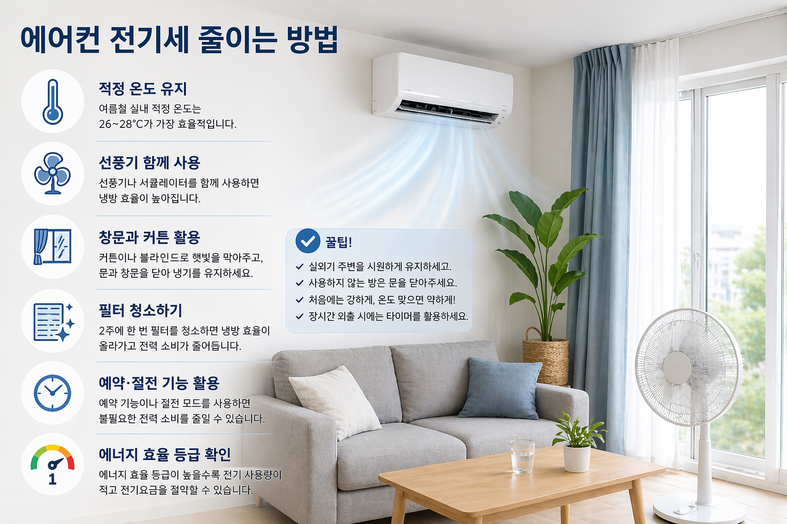 에어컨 전기세 줄이는 방법 (전기요금이 많이 나오는 이유, 전기세 아끼는 사용법, 꼭 알아야 할 절약 팁)
