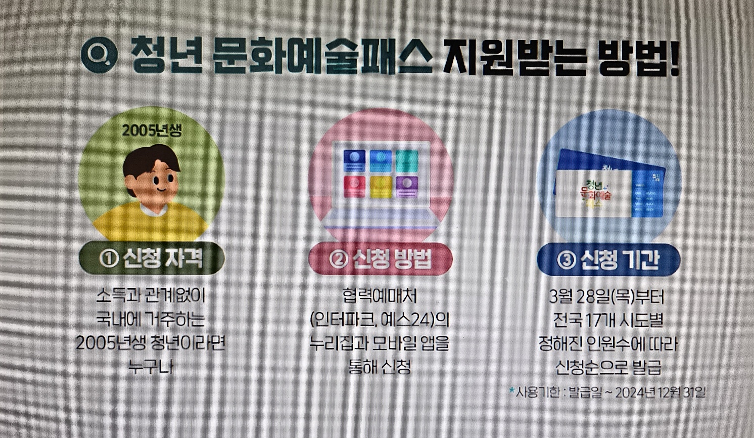 청년문화예술패스 지원받는 방법
