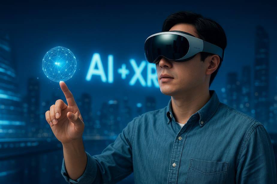 AI와 XR이 융합된 공간 컴퓨팅의 미래를 상징하는 장면