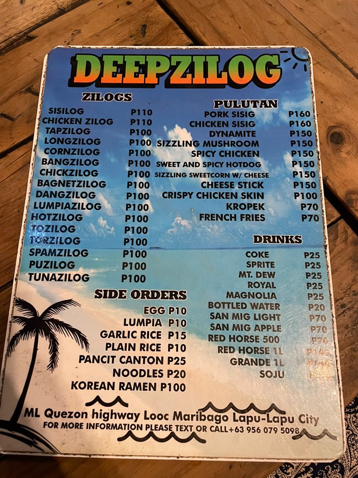 세부맛집-딥질로그-메뉴