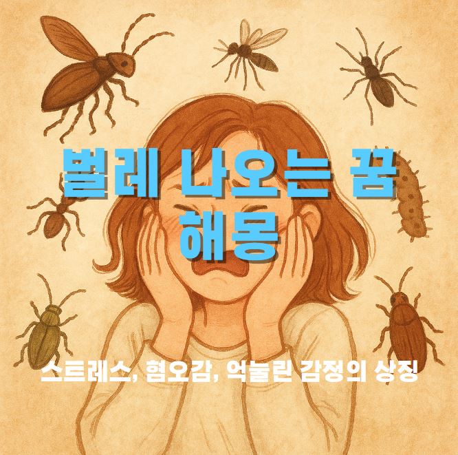 여성이 꿈에 다양한 벌레들이 나와서 괴로워 하고 있는 모습