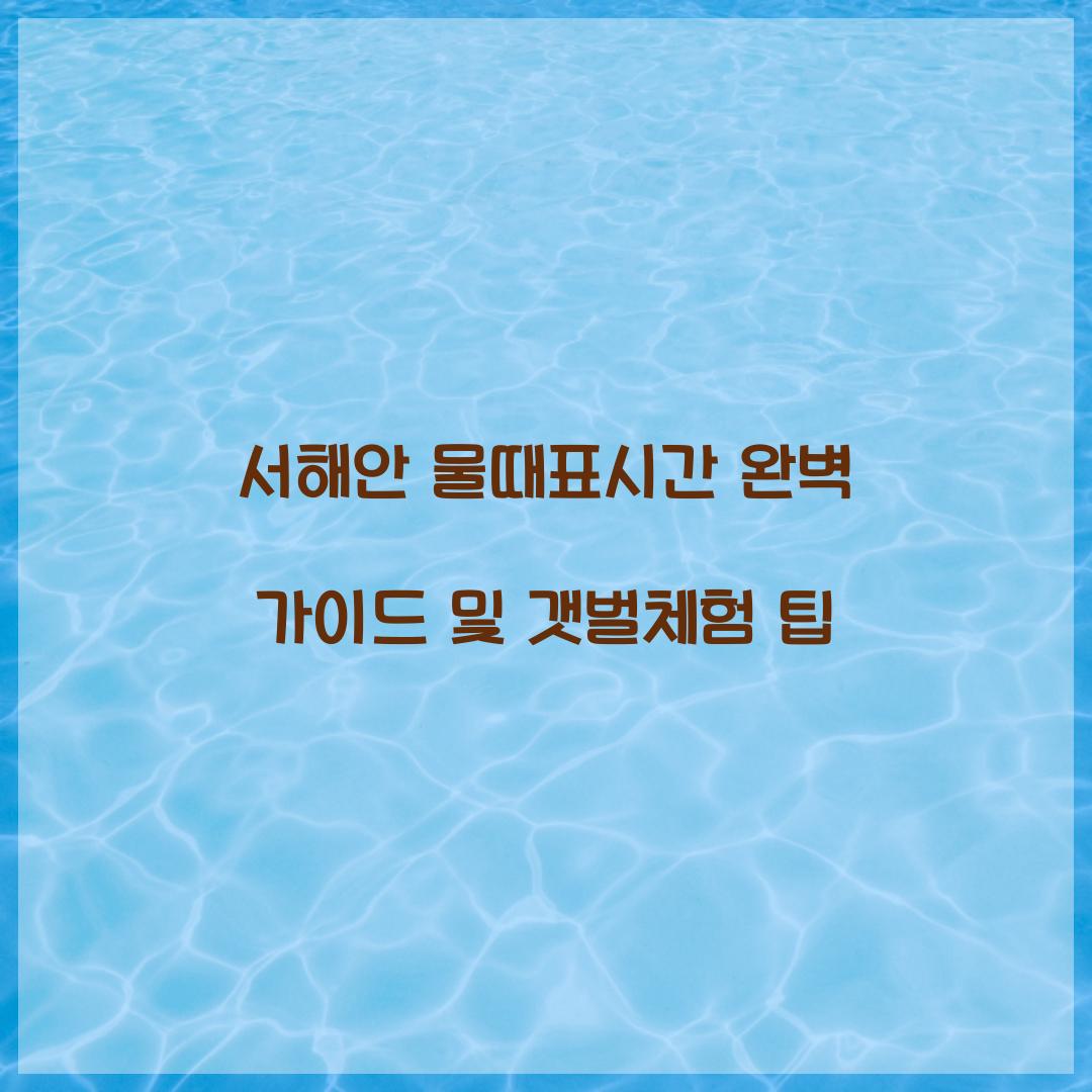 서해안 물때표시간