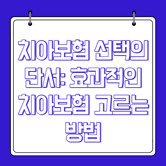 치아보험 선택의 단서: 효과적인 치아보험 고르는 방법