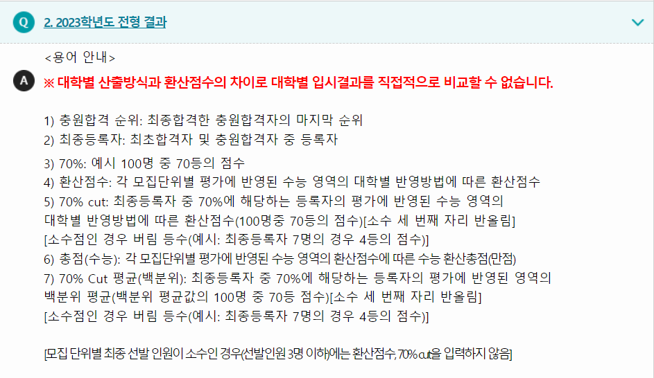 2023학년도 전주대학교 수능위주전형 전형 결과