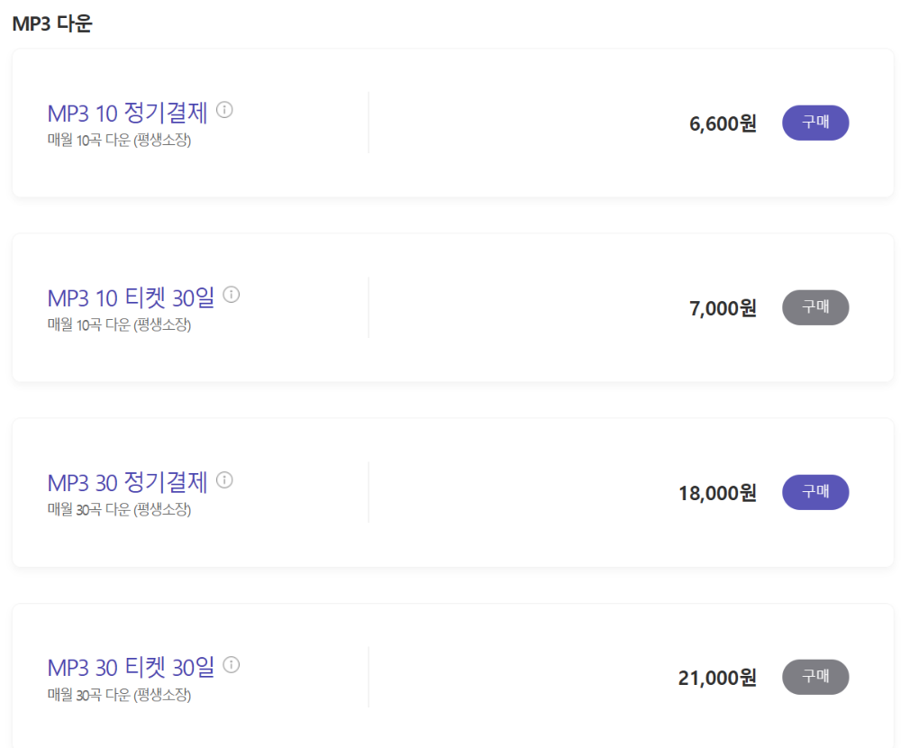 멜론 다운로드 요금제