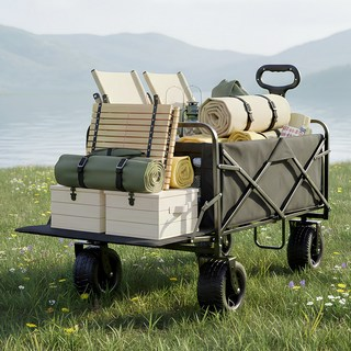 COUCAMP 접이식 캠핑 폴딩 카트 특대형 확장 웨건, 1개, 블랙 상세 보기