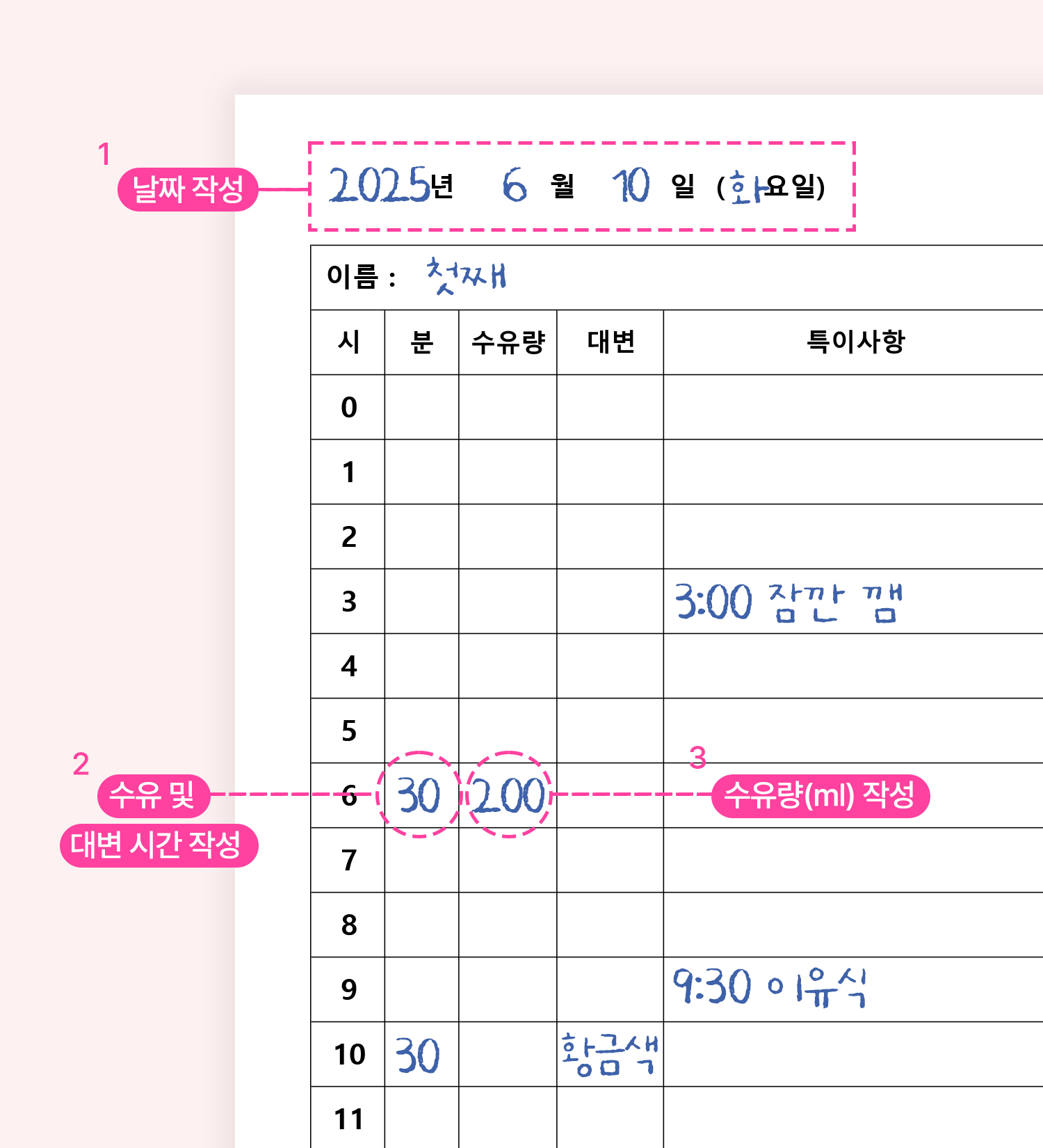 쌍둥이 수유일지 양육표 파일 공유