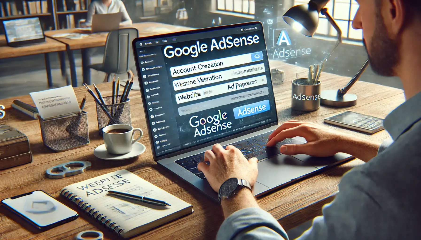 블로그나 웹사이트에서 구글 애드센스를 시작하는 방법을 시각적으로 확인할 수 있습니다. 이 이미지를 통해 계정 생성, 사이트 검증, 광고 배치 설정 등의 절차를 따라가며 수익 창출 방법을 이해할 수 있습니다.