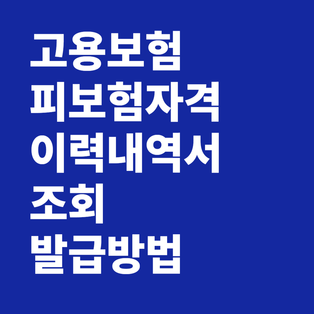 고용보험 피보험자격 이력내역서 조회 발급 방법 총 정리