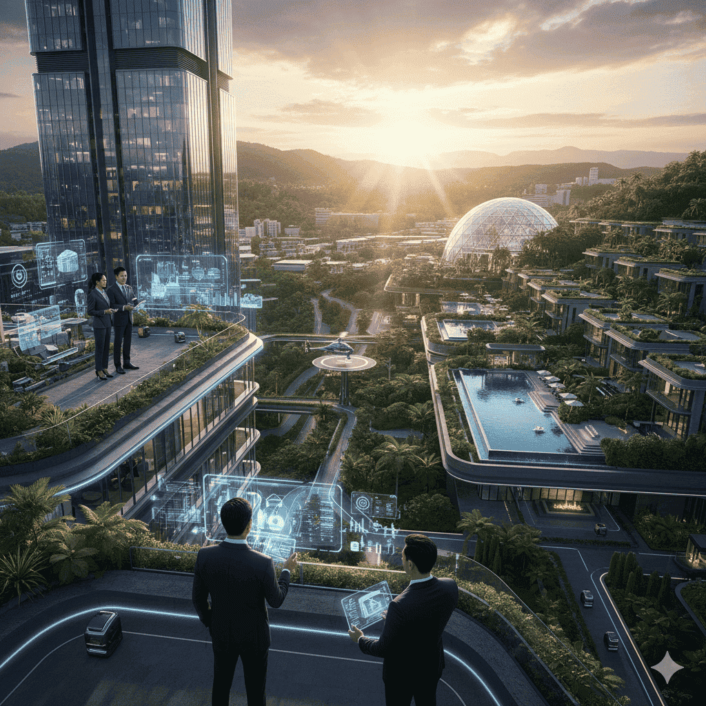 첨단 커뮤니티 시설과 스마트 헬스케어 시스템을 갖춘 미래형 하이엔드 주거 단지 분석