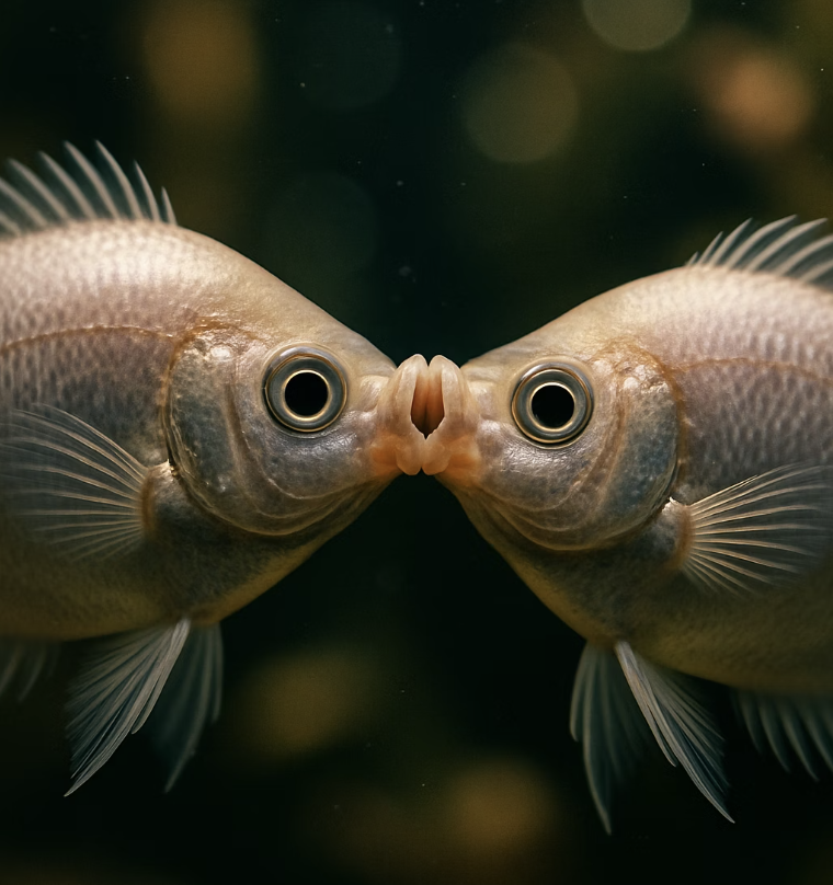 사랑의 입맞춤? 사실은 힘겨루기!