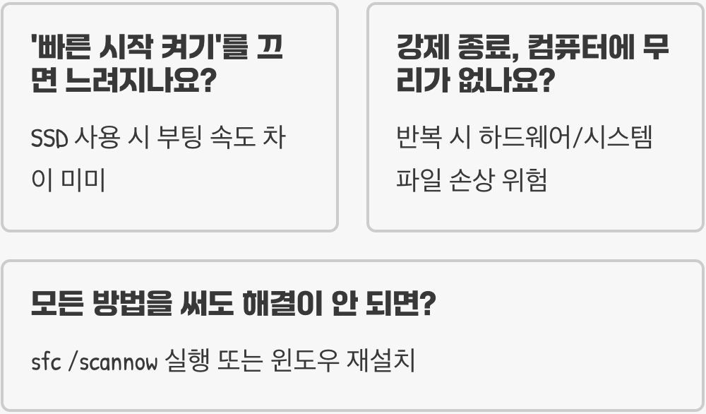 PC 종료를 눌러도 완전히 꺼지지 않고 팬만 계속 돌 때
