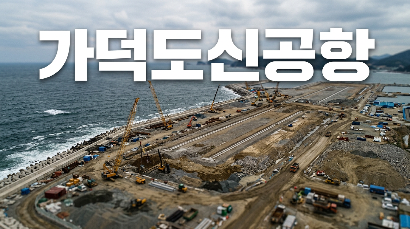 가덕도신공항 건설 현장을 보여주는 항공 사진
