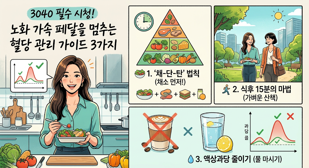노화 가속 페달을 멈추는 실전 혈당 관리 가이드 3가지