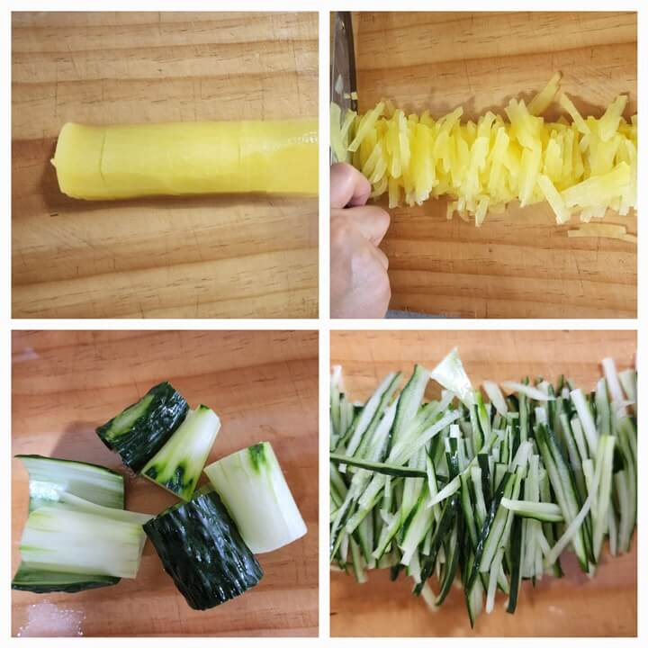 채썬 단무지와 오이