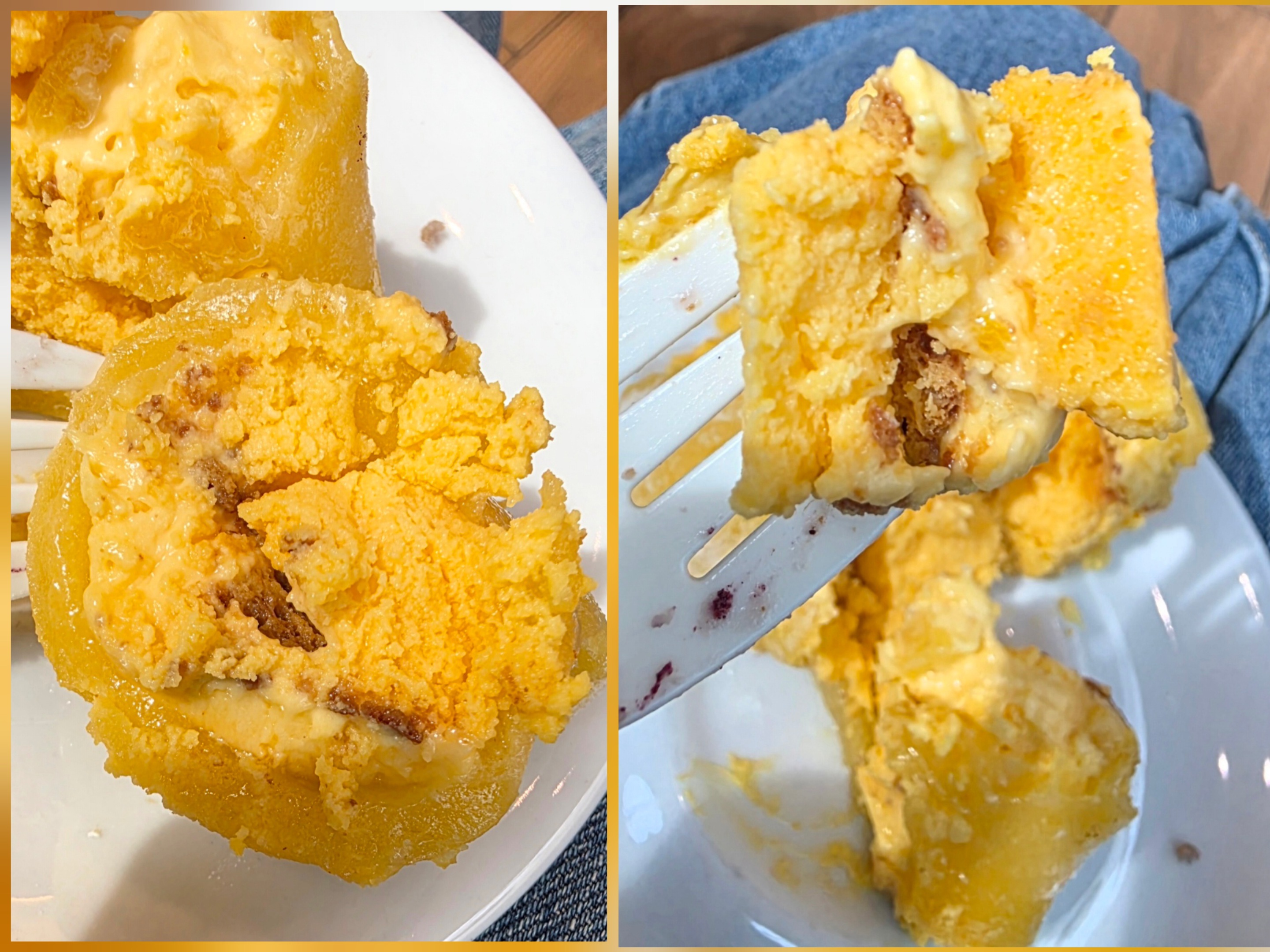 망고 모찌치즈케이크 단면