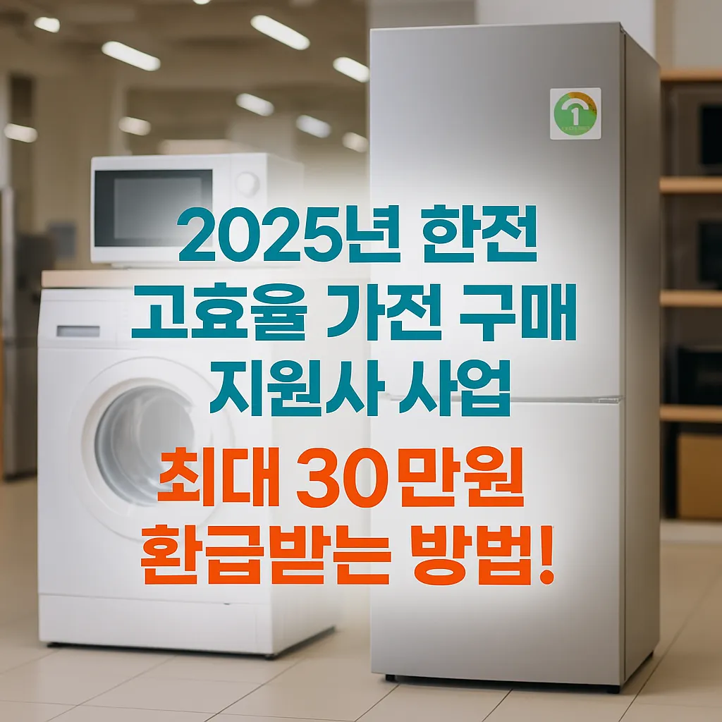 2025년 한전 고효율 가전 구매지원 사업, 최대 30만원 환급받는 방법!