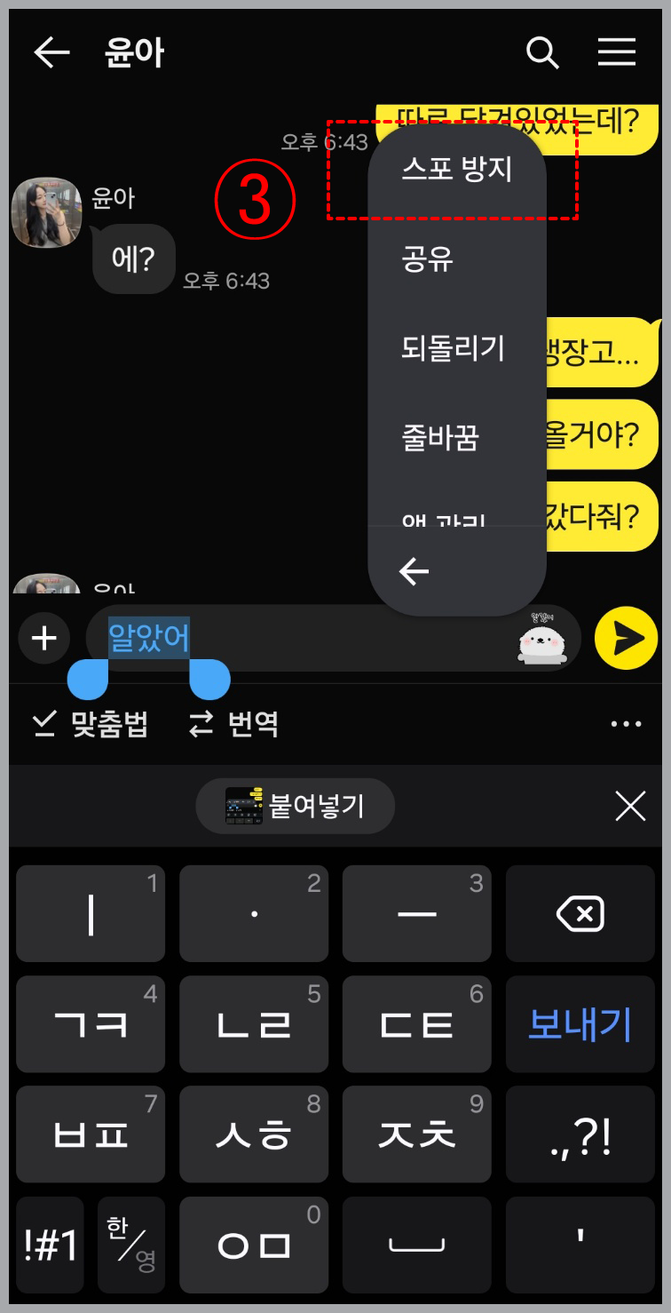 카톡 스포 방지 -사용법정리-3 