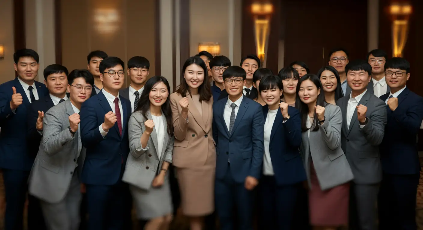종무식을 하는 회사원들