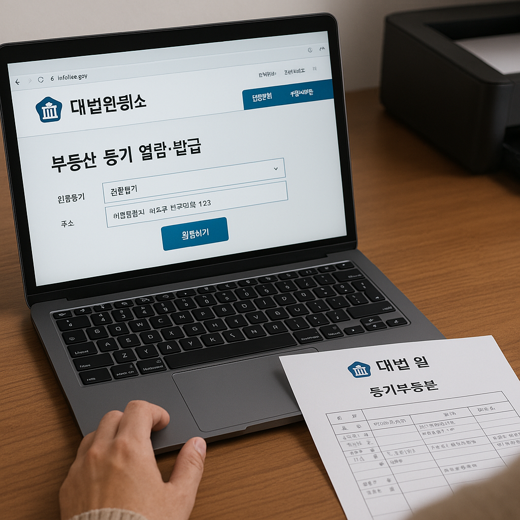 등기부등본 열림 및 발급 관련 사진