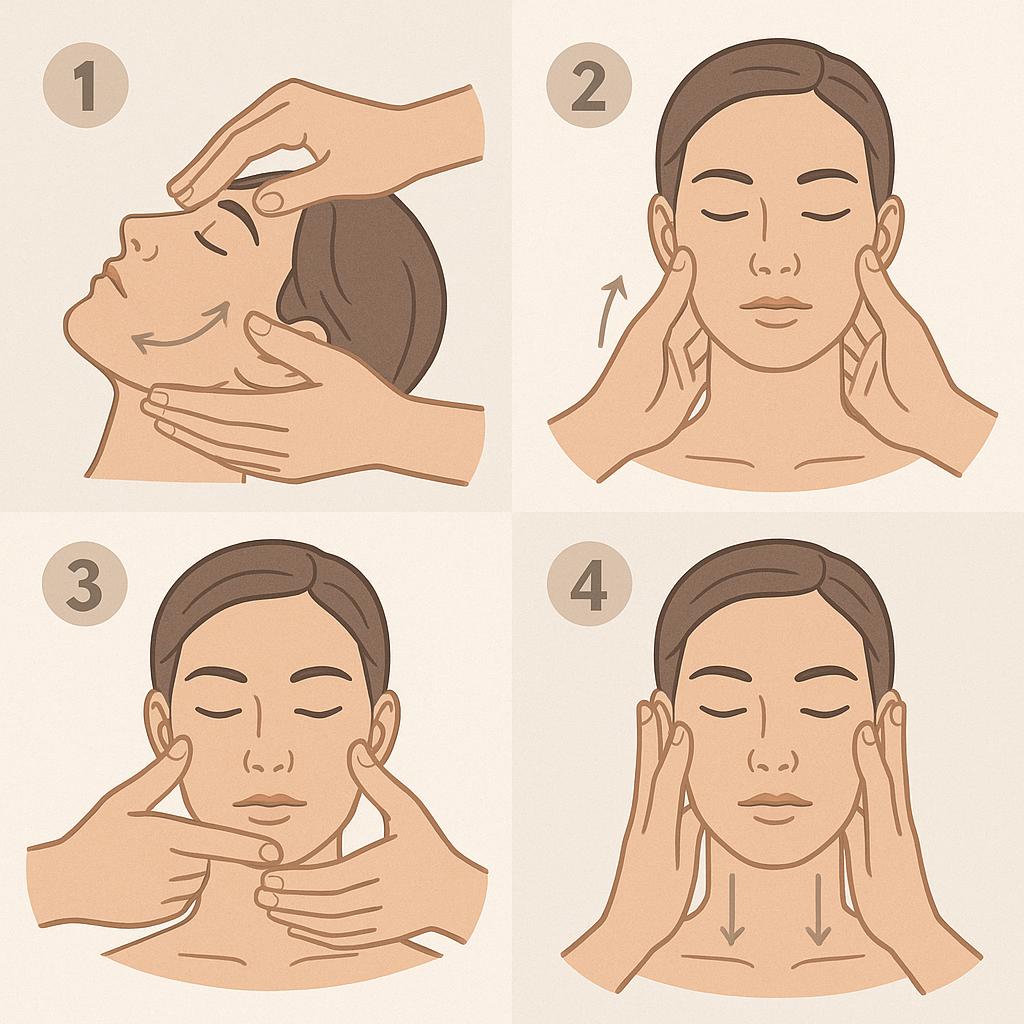 단계별 턱관절 마사지 기법 이미지설명