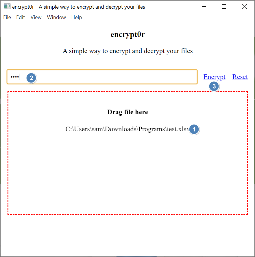 encrypt0r 사용법 비밀번호 입력