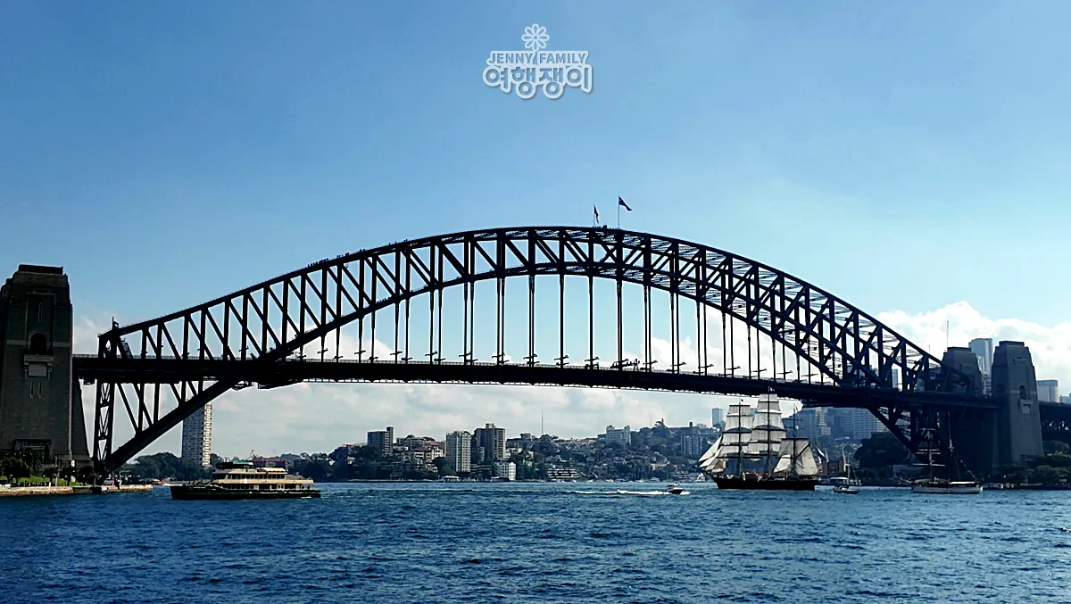 시드니 하버브리지와 돛단배, 낮 풍경 ❘ Sydney Harbour Bridge with sailboat in daylight