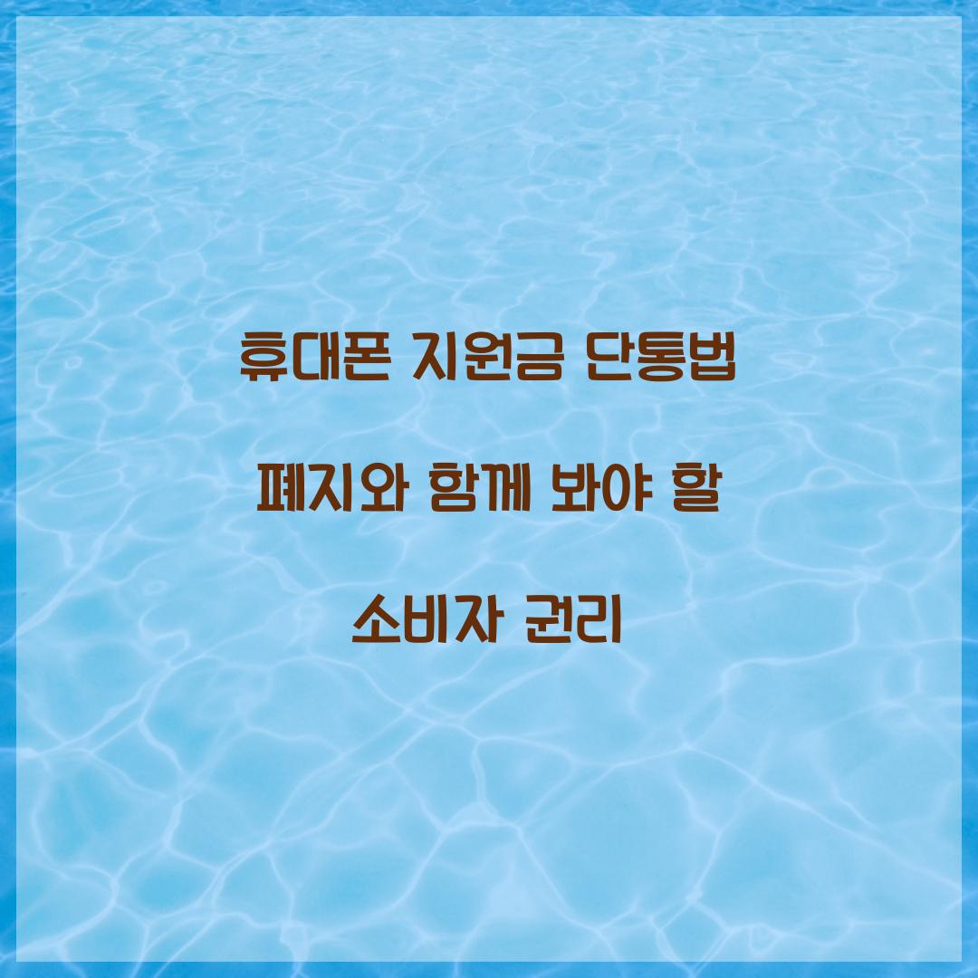 휴대폰 지원금 단통법 폐지와 함께 봐야 할 소비자 권리