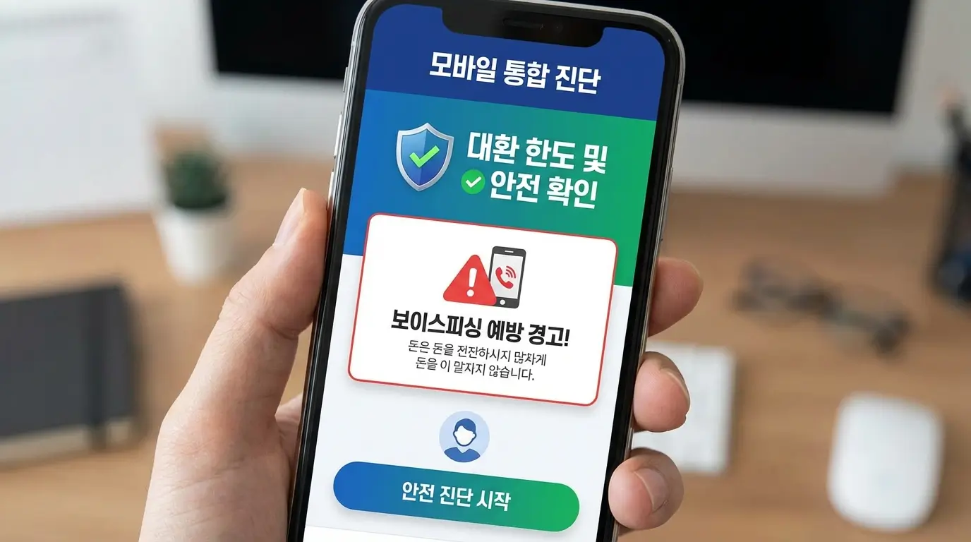 모바일 통합 진단 앱 대환 한도 안전 확인 및 보이스피싱 예방