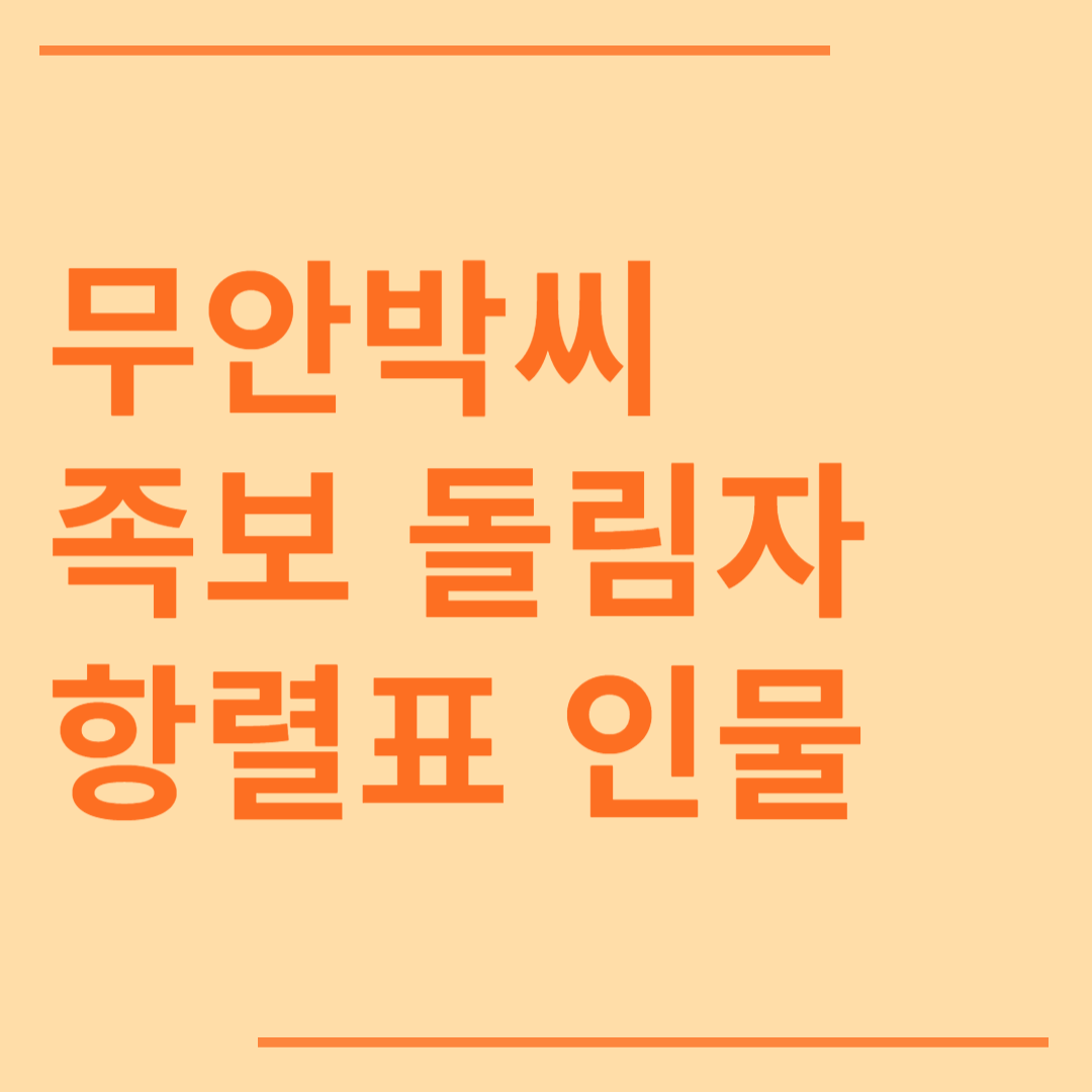 무안박씨 시조 조상 파 족보 돌림자 한자 항렬 인물