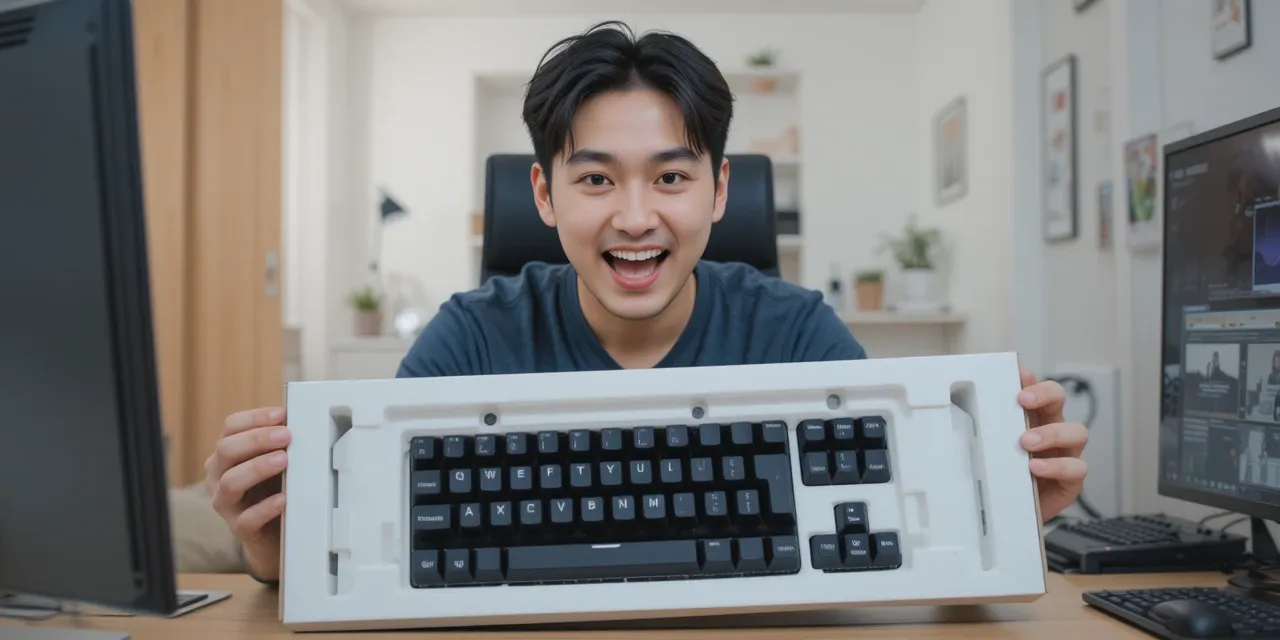 기계식 키보드 추천 제품을 개봉하며 설레는 모습