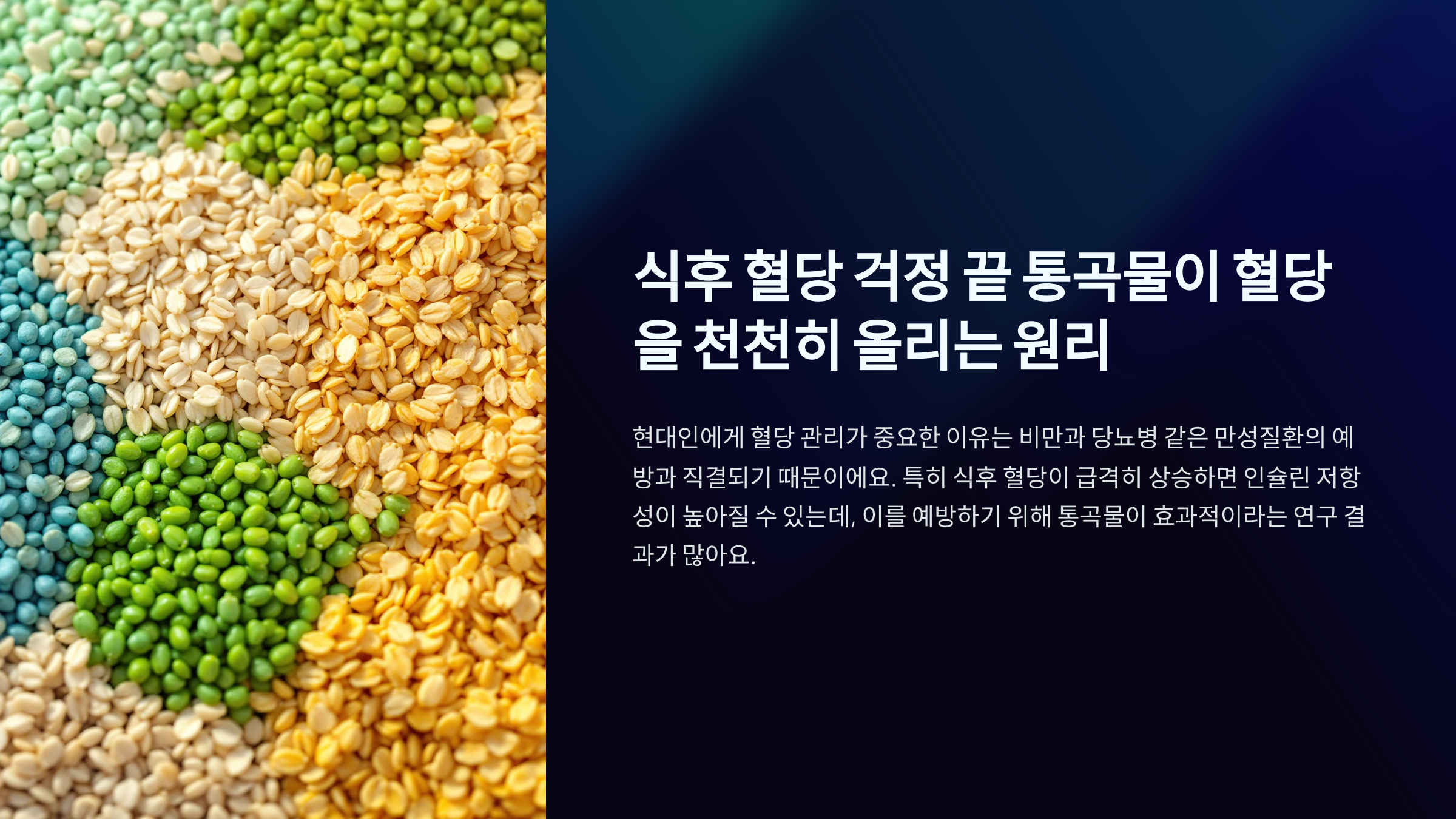 식후 혈당 걱정 끝 통곡물이 혈당을 천천히 올리는 원리