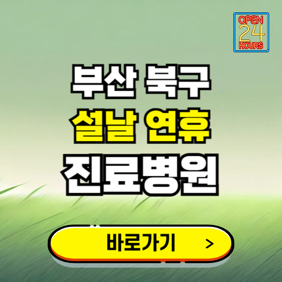 부산 북구 설날 연휴 진료병원 찾기 ❘ 24시 응급 야간 심야 문여는 병원