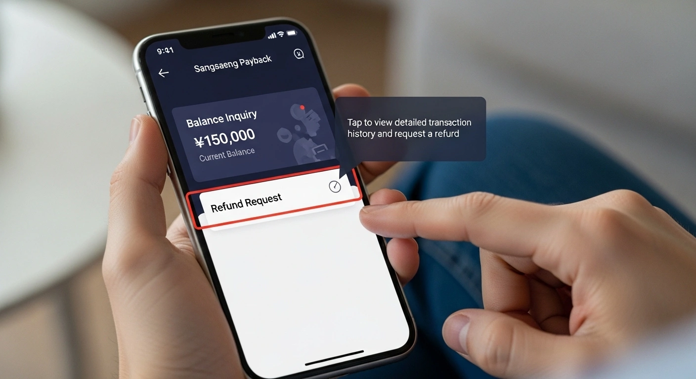 상생페이백-환급-금액을-조회하려-손가락으로-스마트폰을-조작하는-모습