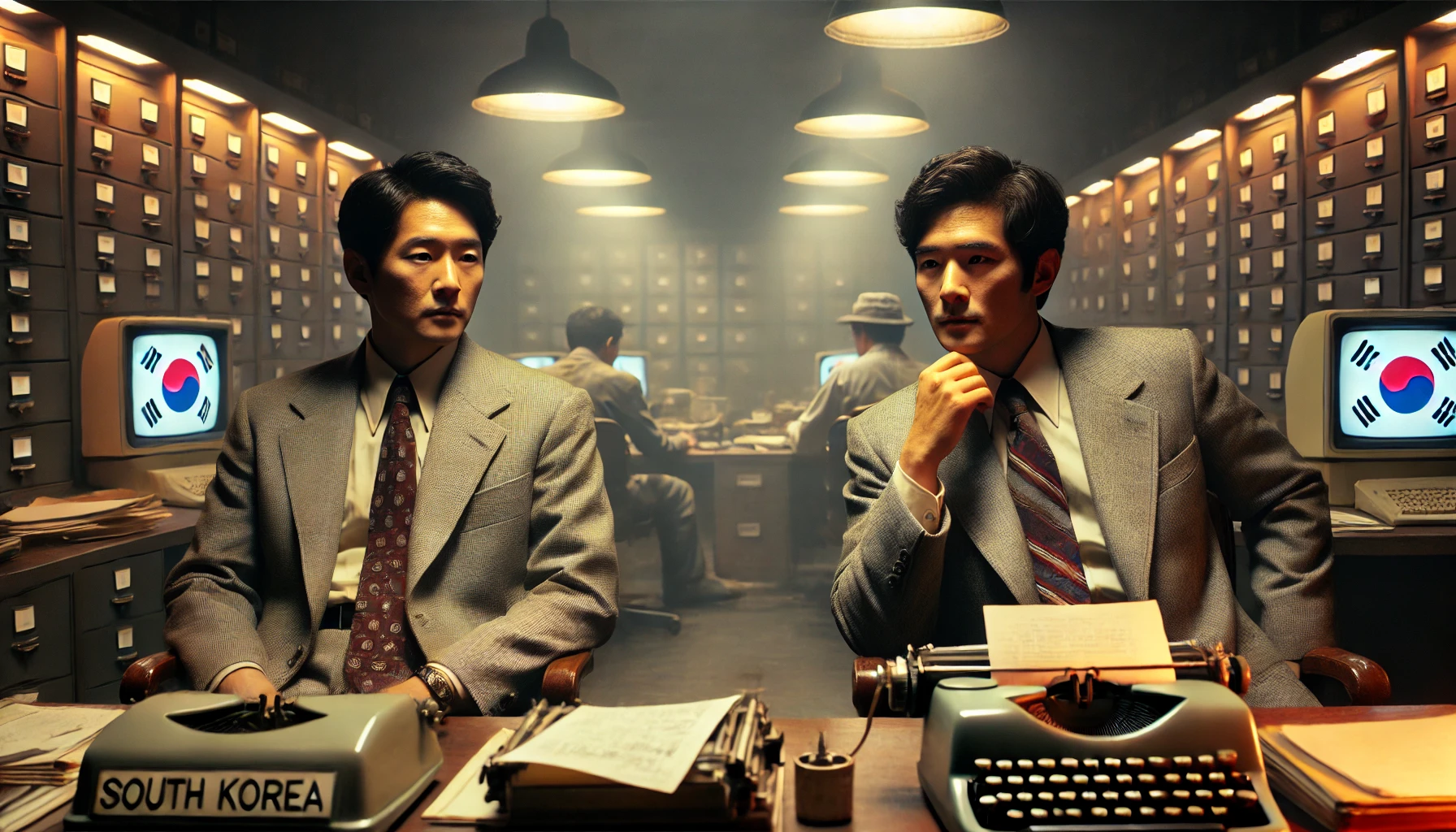 서로를 감시하는 두 남자