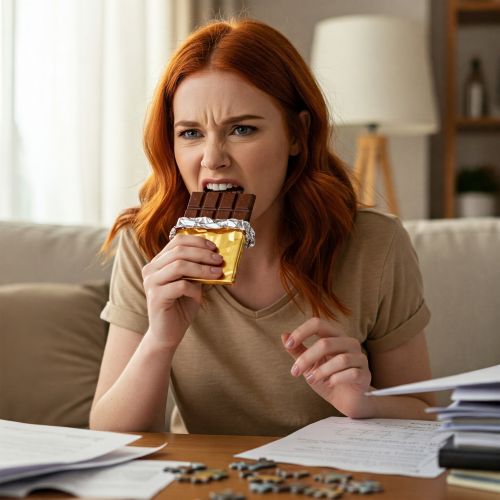 초콜릿을 먹고 있는 여성