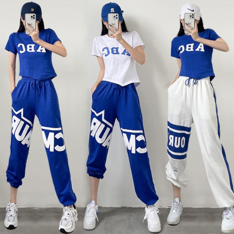 방송 댄스복 라인댄스복 댄스복장 여성 댄스 힙합박스 티크롭티 에어로빅복 세트