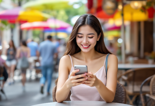 핸드폰으로-소비쿠폰-잔액을-확인하는-여성