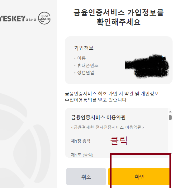 금융인증서 발급 방법