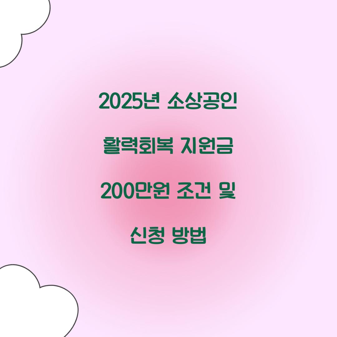 2025년 소상공인 활력회복 지원금 200만원