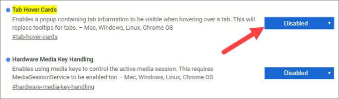 과거 크롬에서의 탭 풍선도움말 제거 방법