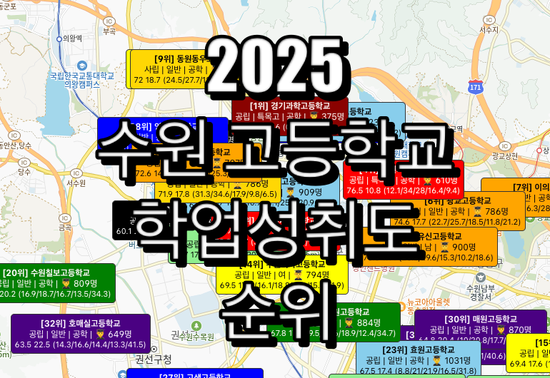 수원 고등학교 순위 지도