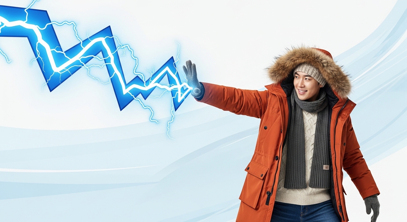 찌릿찌릿한 정전기를 손으로 막는 만화 같은 이미지