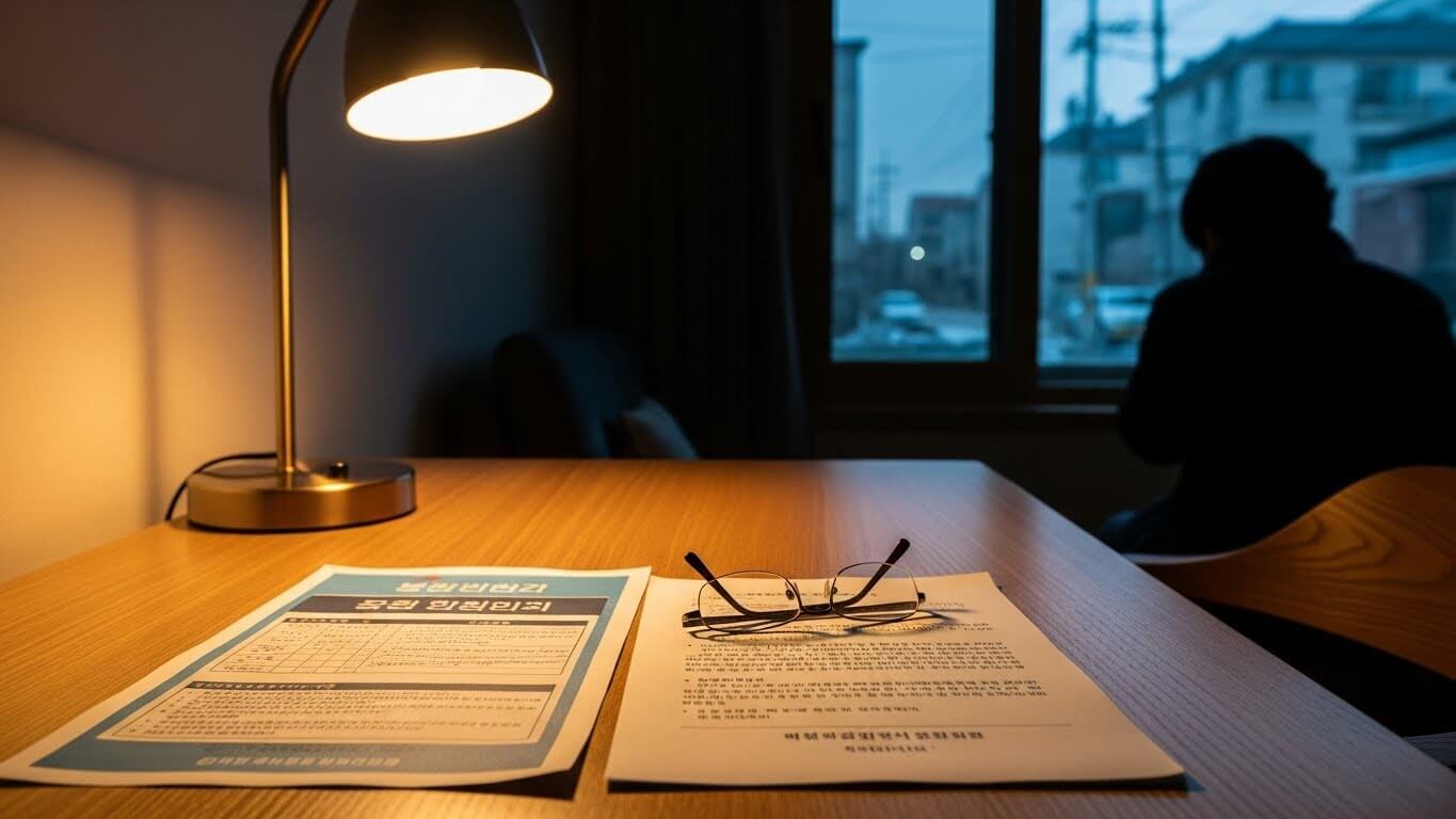 그냥드림사업 이용을 고민하며 안내 내용을 확인하는 상황을 표현한 이미지